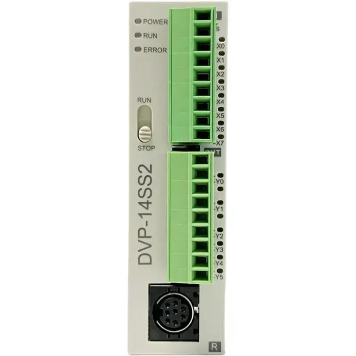 Delta DVP14SS211R PLC, 14-point relay output controller, 24V DC, RS-232/RS-485, Modbus-compatible