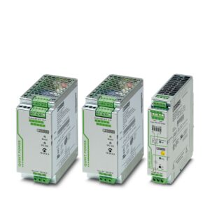 Phoenix Contact QUINT SMPS industrial power supply, single-phase and three-phase models with POWER BOOST and SFB technology.