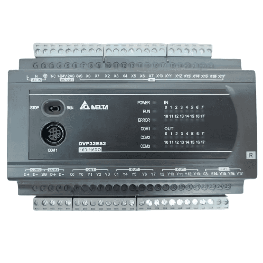 Delta DVP32ES200R PLC, 32 I/O, relay outputs, rugged controller